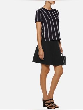 Theory Emmeris Ibisco Navy & White Stripe Cotton Knit Sweater Top Size M